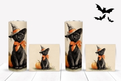 Cartoon Black Cat Tumbler, Vintage Halloween Tumbler Product Image 2