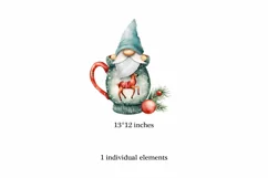 Watercolor Christmas gnome in tea mug, Gnome PNG Product Image 2