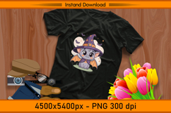 Cute Halloween Bat Witch Hat Sublimation Design PNG Product Image 2