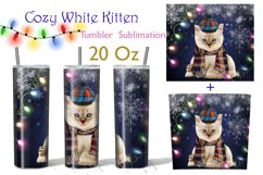 Cozy White Kitten Tumbler Sublimation 20 Oz Product Image 1