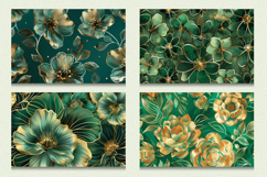 Emerald Gold Flowers Cutting Boards sublimation Design Product Image 2