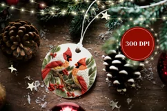 3D Christmas Cardinals Ornament Design, Red Cardinals PNG Product Image 2