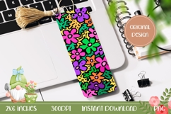 Neon Flowers Bookmark, Pop Art Flowers Printable Product Image 1