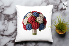 Patriotic Crochet Hydrangea Bouquet Clipart Sublimation PNG Product Image 2
