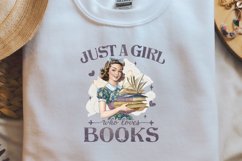 Retro Girl Quotes Just a girl who loves books png Product Image 2