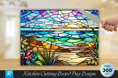Beach Stained Glass Cutting Board Sublimation Design Product Image 1