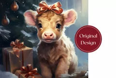 Christmas Tumbler Wrap Design, Baby Highland Cow Tumbler Product Image 2