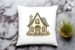 Whimsical Fairytale Cottage House Illustration Clipart Product Image 2