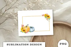 Watercolor Autumn Pumpkins Gold Frame png Product Image 2