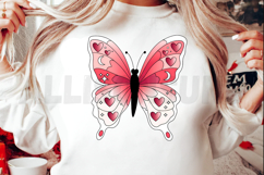 Pink Butterfly With Hearts Moons And Stars Illustration Product Image 2