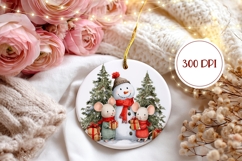 Snowman Round Ornament, Christmas Mouse Ornament Design Product Image 2