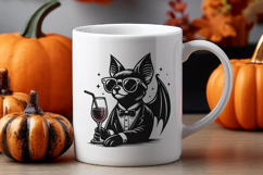 Vampire Bat in Suit with Wine Glass Halloween SVG Cut File Product Image 3