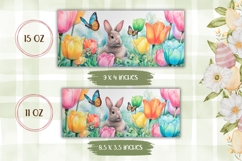 Easter Bunny Mug, Watercolor Tulips Mug Template Product Image 2