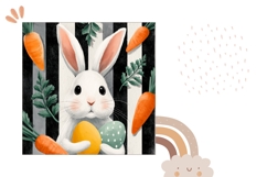 Cute Easter Bunny Pillowcase, Cartoon Carrot Pillow Print Product Image 2