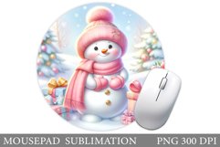 Cute Snowman Mouse Pad. Winter Mouse Pad Design Product Image 1