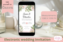 Floral Smartphone Wedding Invitation editable on Canva Product Image 2