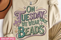 On Tuesday We Wear Beads PNG, Mardi Gras Sublimation PNG Product Image 3