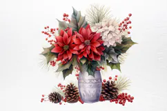 Christmas Flower Bouquet Clipart PNG Product Image 2