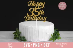 Happy 35th Birthday Cake Topper SVG, Cake Topper SVG Product Image 1