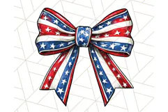 Coquette 4th of July Png, Patriotic Hearts and Bows Clipart Product Image 2