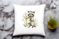 Watercolor Floral Raccoon Illustration Clipart PNG Product Image 3