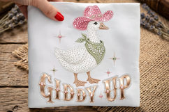 Rhinestone Giddy Up PNG Cowboy Goose Western Sublimation Product Image 1