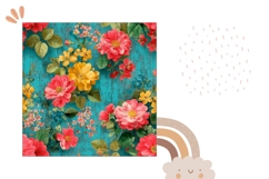Vintage Flowers Pillow Case, Floral Pillow Sublimation PNG Product Image 2