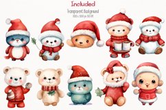 Cute Animals Christmas Watercolor 45 Cliparts Collection Product Image 2