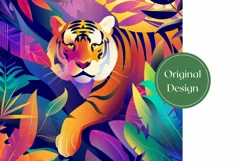 Colorful Tiger Tumbler Wrap, Tropical Tumbler Sublimation Product Image 2