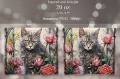 Cute Cat and Roses Tumbler Sublimation Wrap Product Image 2