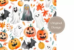 Cartoon Halloween Tumbler Design, Watercolor Halloween Ghost Product Image 2