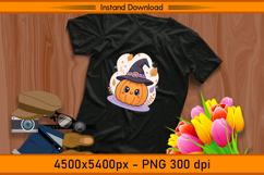 Kawaii Pumpkin Witch Hat Sublimation Design PNG Product Image 2