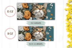 Cartoon Cat Mug PNG, Flowers Mug, Funny Cat With Flowers Product Image 2