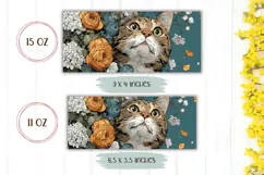 Cartoon Cat Mug PNG, Flowers Mug, Funny Cat With Flowers Product Image 2