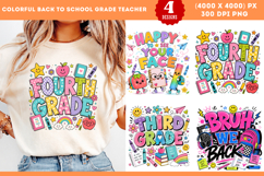Colorful Back to School Grade Teacher Sublimation PNG Product Image 1