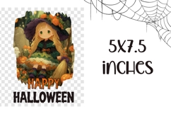 Happy Halloween Towel Print, Cartoon Witch PNG Product Image 2