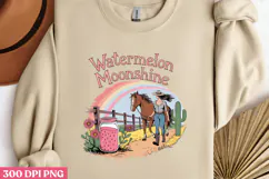 Watermelon Moonshine PNG, Vintage Western Sublimation PNG Product Image 1