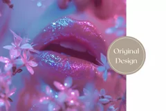 Pink Lips Tumbler Wrap Design, Glitter Tumbler Sublimation Product Image 2