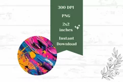 Art Paint Round Earrings PNG, Creative Earrings Design Product Image 2