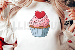 cupcake, heart, topping, pink, red, white, sprinkles, dessert, sweet, treat, valentines day, love, bakery, pastry, cartoon, illustration, vector, graphic, design, clip art, cute, festive, celebration, holiday, baked good, confectionery, frosting, icing, b