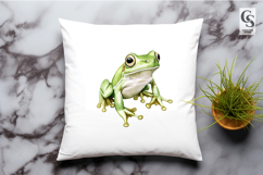Cute Green Tree Frog Watercolor Clipart Sublimation PNG Product Image 2
