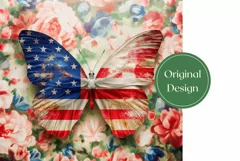 Butterfly Tumbler Wrap, American Flag Tumbler Sublimation Product Image 2