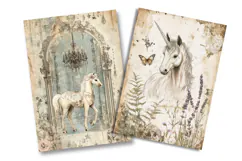 Antique Unicorn Junk Journal Pages Product Image 2