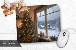 Winter Wonderland with Christmas Tree Mouse Pad PNG Design Product Image 1