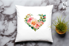 Peach Rose Floral Heart Wreath Clipart Sublimation PNG Product Image 3