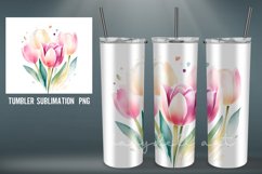 Watercolor Tulipa Tumbler Wrap Sublimation Designs |PNG Product Image 2