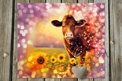 Cow & sunflowers | 9 Skinny tumbler Sublimation designs, JPG Product Image 2