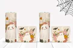 Floral Ghost Tumbler, Halloween Bats Tumbler Wrap Product Image 2