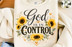 God Is In Control Sunflower PNG Product Image 1