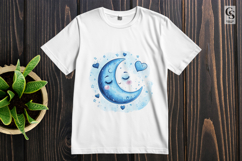 Cute Sleeping Moon Clipart Sublimation PNG Product Image 2